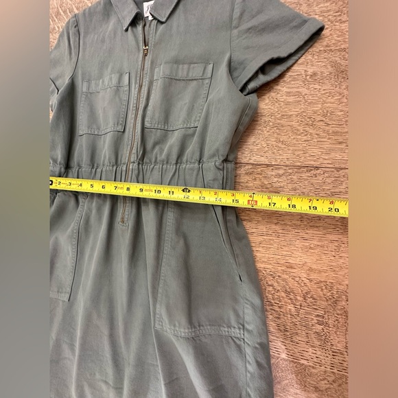 J. Crew Zip Front Chino Gray Green Pocket Utility Dress size 8 - Picture 13 of 16